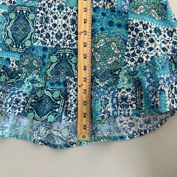 Avenue Tunic Top Patchwork Print Aqua Floral size 18 - Picture 9 of 10